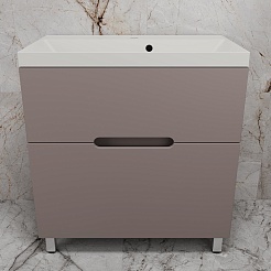 Style Line Тумба с кварцевой раковиной жасмин Матис 80 тауп темный – фотография-2